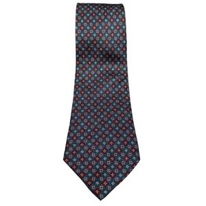 Vintage Coach Silk Tie Necktie Burgundy Gray Medallion Geometric Classic